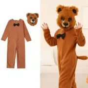Fun Kids Bear Costume Plush Tail Jumpsuit for Themed Event and Celebrations