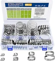 Heavy Duty Worm Gear Hose Clamp Assortment Kit 5/16 to 2-3/8"(8-60mm) Large Rack 90PCS, All 5/16"HEX, Adjustable Hose Clamps Stainless Steel,Automotive Radiator/Fuel Line/Heater/Garden/Pool