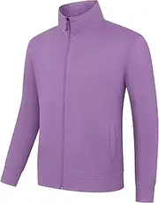 [Generic] Men's Fleece Lined Plush Jacket Lightweight Full Zip Soft Men Coat High Collar Windproof Tactical Coats, Purple, 4X-Large