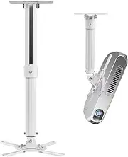 suptek Projector Ceiling Mount, Projector Wall Mount Rotate 360 Swivel 90 Tilt 90 with 210-540mm Extension Pole for Projectors Max 13.6kg, 70-300mm Fixing Holes, Ceiling Projector Bracket White PR05W