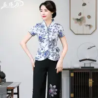 在飛比找Very buy優惠-夏季短袖改良漢服旗袍上衣短款古裝女中國風日常青花瓷唐裝媽媽裝