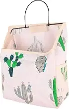 Hanging Storage Organiser Bag，Durable Linen Hangings with Hook Cotton Large Capacity Wall Door Hanging Dorm Room Home Storage (Color : White Pink, Size : One Size) (Color : White Green, Size : On