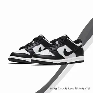 【NIKE 耐吉】休閒鞋 熊貓 Dunk Low GS 大童 黑白 經典款 皮革 女鞋 CW1590-100