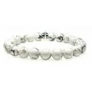 Howlite 8mm Round Crystal Bead Bracelet with Description Card