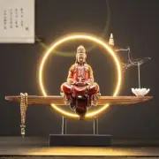 Backflow Incense Burner Holder Bodhisattva Statue USB Ceramic Living Room Cones
