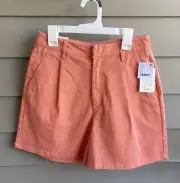 Brixton NWT Womens Victory Trouser Shorts Coral Pleated Size 25 High Waisted