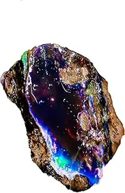[Jaguar Gems] Black Opal Rough AAA Quality – Natural Ethiopian Welo Opal Gemstone Rough with Vibrant Multi-Fire, 7.8 Carat, Crystal, black opal