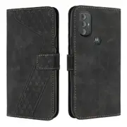 Power 2022 Case PU Leather Flip Cover Magnetic Clasp Design Wallet Card Slots Stand Case - Black