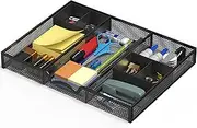 SimpleHouseware Drawer Organiser Tray with 2 Storage Bins, Black