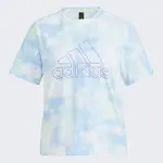 ADIDAS MET AOP TEE [HF2488] 女 短袖 上衣 T恤 運動 休閒 紮染 柔軟 愛迪達 水藍