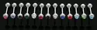 5 14g CZ GEM Tongue Rings WHOLESALE Lot No Duplicates Straight Barbells Piercing