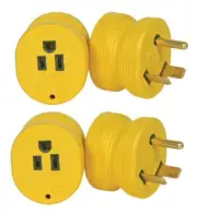 2 ~ Camco Power Grip 30 amps 1875 W 125 V Yellow Plastic RV Electrical Adapters