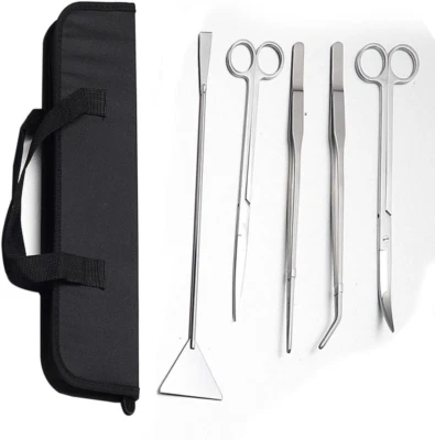 5 Pieces Aquarium Scissor Tools Kit,Aquarium Scissor Tweezers Spatula Tool,5 in