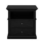 [Florabelle Living] Sorrento Black Large 2 Draw Bedside Table