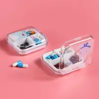 在飛比找momo購物網優惠-【藥品收納】可愛卡通造型透明四格小藥盒-2入組(旅遊便攜 飾