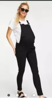 Missguided Maternity Denim Overalls Dungaree Black Size 6 NWT Free Shipping