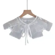 for Sun for Protection Detachable Mesh False Collar Women Embroidery Bowknot Sha