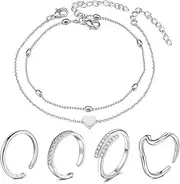 MODRSA Toe Rings for Women Toe Rings and Anklets for Women Toe Ring Adjustable Toe Rings Silver Rose Gold