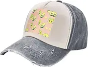 [YANYU] Many Avocado Images Print Fashion Washed Distressed Baseball Cap Vintage Adjustable Hat with Classic Brim, Gray, One Size