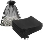 Black Organza Bags 5x7 Inch 100pcs Mesh Candy Bags Jewelry Pouches Drawstring Em