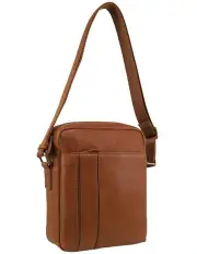 [PIERRE CARDIN] Leather Versatile Crossbody Bag in Cognac