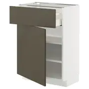 METOD / MAXIMERA base cabinet with drawer/door, white/Havstorp brown-beige, 60x37x80 cm