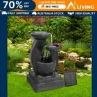 Solar Water Feature Cascading Fountain 3-Tier Mushroom LED Light 70CM Gard -BLUE