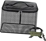 Oshhni Fishing Basket, Fish Cage Bucket Equipment Lightweight Zipper Multipurpose Carp for Live Fish with Paracord Fishing Mesh Cage