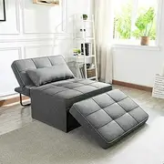 Vonanda Sofa Bed, Convertible Chair 4 in 1 Multi-Function Folding Ottoman Modern Breathable Linen Guest Bed with Adjustable Sleeper for Small Room Apartment,Dark Gray