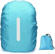 Rain Cover for School Backpacks, Waterproof, Reflectors, Elastic Band with Elastic Storage Bag, Blue, 20L