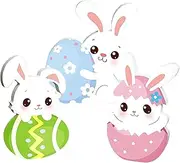 Easter Bunny Decorations for Table,Desktop Rabbit Sign Decoration for Easter - Wooden Easter Bunny Decorations Indoor, 3X Easter Bunny Eggs Signs for Home Table