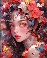 DIY Flower Woman Paint by Numbers for Adults and Beginners, Paint by Number Kits on Canvas - Frameless Oil Painting Kits Arts and Crafts for Home Decor 16x20 inch