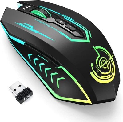 Wireless Gaming Mouse 12000 DPI, Rechargeable USB-C, 7 Buttons, Ergonomic Design