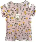 JUICY COUTURE Womens Ruffle Raglan Lavender Lemon Cold Shoulder Top S,M,L XL B1