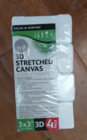 Daler-Rowney Simply 3D Stretched Canvas 3" x 3" 4-Pack - White New