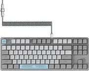 MAGIC-REFINER AK873 Gaming Keyboard,Rainbow Led Backlit,Hot-Swappable,PBT Keycap,75% TKL Layout,Ergonomic Mechanical Keyboard with Custom Coiled USB/Type-C Aviation Cable(Blue Grey/Brown Switch)