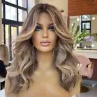 Brown Dirty Ash Blonde Highlights Human Hair Wig Lace Frontal Wig Pre Plucked