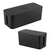 Simplify 2 Pack Plastic Wire / Cable Organizer Hidden Storage Boxes in Black
