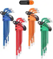 36Pcs Allen Key Set Extra Long Arm Torx Star Hex Wrench Metric & Imperial Size