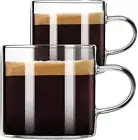 Espresso Cups Set of 2, Espresso Shot Glass 4.3 OZ, Glass Expresso Small Coffee