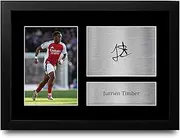 HWC Trading Jurrien Timber Arsenal Gifts Printed Signed Autograph Picture for Football Fans and Supporters - A4 Framed
