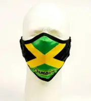 JAMAICA FLAG FACE MASK REUSABLE AND WASHABLE DOUBLE LAYER.