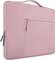 MOSISO Laptop Sleeve Compatible with MacBook Air 15 inch M2 A2941 2023 / Pro 15 A1990 A1707, Surface Laptop 5/4/3, Dell XPS, HP Stream 14, Polyester Multifunctional Briefcase Bag, Pink