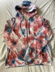 aviator nation hand Dyed Tie Dye Light Weight Zip Hoodie Size L
