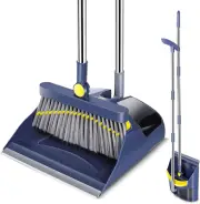 Broom and Dustpan Set, Long Handled Dustpan and Brush Sets,180 Degree Rotating S