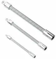 3Pce Flexible Extension Bars Set 1/4", 3/8", 1/2" Drive | Flex Socket Wrench