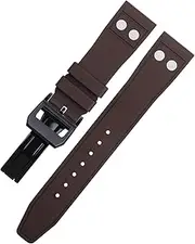 [KAVJU] 22mm Nature Fluororubber FKM Rubber With Rivet Watchband For IWC Big Pilot Mark Portugieser Soft Wristband