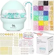 PP OPOUNT Green Electric Bead Spinner with 3960 PCS Clay Beads, Bead Spinner for Clay Beads, Fast Beading for Jewelry Making, DIY Bracelets, Necklaces (Patent)