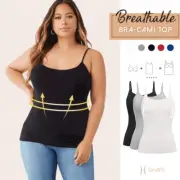 Women's Breathable Built in Padded Bra Vest Adjustable Spaghetti Strap Tank Cami