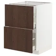 METOD / MAXIMERA base cb 2 fronts/2 high drawers, white/Sinarp brown, 60x60x80 cm